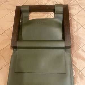 PORTS unique leather double bag with wood handle, New, can organizer $445.00